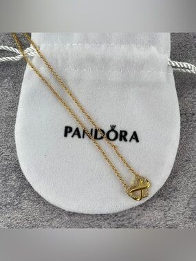 Pandora Gold Heart Infinity Necklace with Pavé Accent - Gold